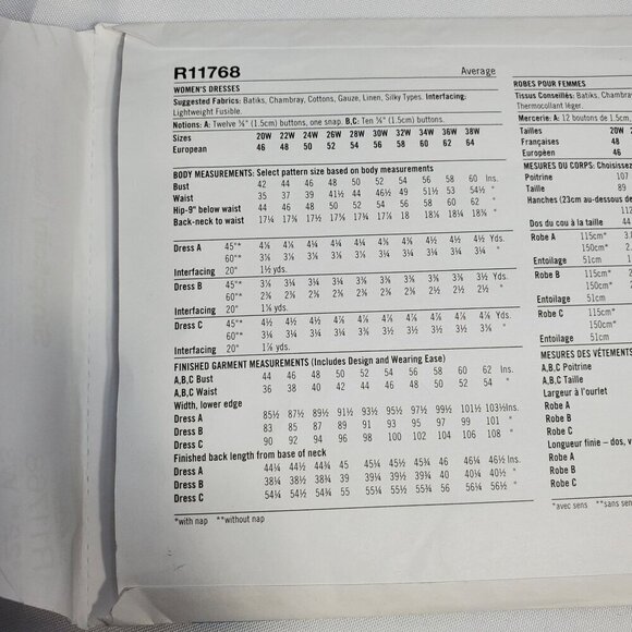 Simplicity R11768 Womens Dress Sewing Pattern W3 30W-38W Plus Size UNCUT - Picture 4 of 8